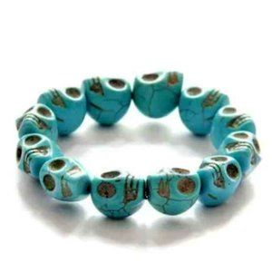 Stretchy Turquoise Skull Beaded Bracelet